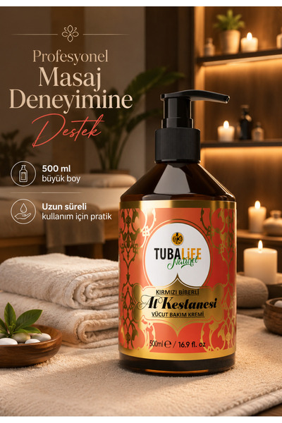 TUBALİFE At Kestanesi & Kırmızı Biberli Masaj Jeli 500 ml – Vücut Bakım ve Ra...