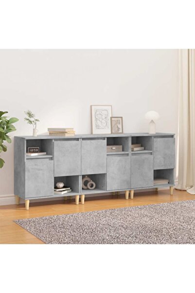Concept Servante, 3 buc, gri beton, 60x35x70 cm, lemn prelucrat