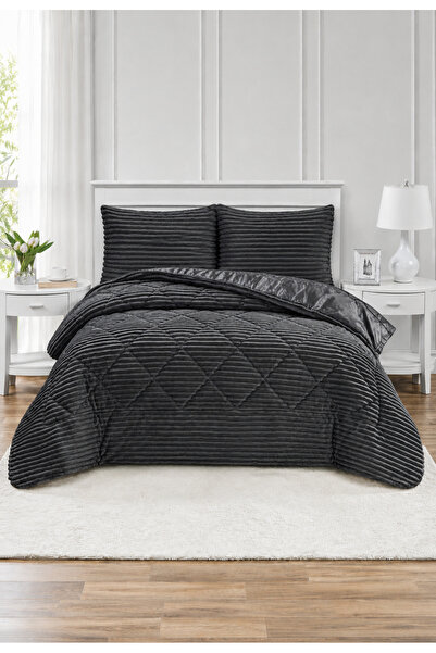 LALHOME طقم غطاء سرير مزدوج من دستينا مقاس 220x240 سم - قماش فيلانيل مبطن ومح...