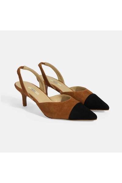 Desa Kadın Taba Slingback Süet Topuklu Ayakkabı