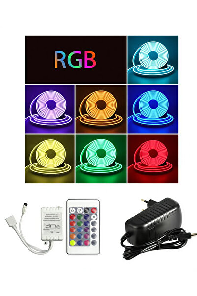 POWERR LED AYDINLATMA 5 Metre 12 Volt 6x12 mm Esnek RGB Neon Led 24 Tuşlu IR ...