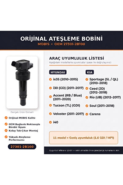 MOBIS HYUNDAİ KIA ORİJİNAL BOBİN 27301 2B100