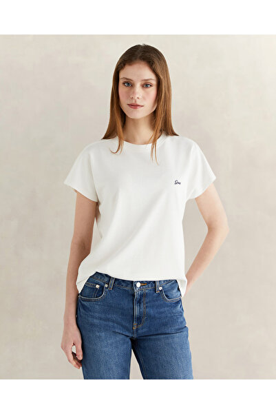 Gant Kadın Beyaz Bisiklet Yaka Regular Fit T-Shirt