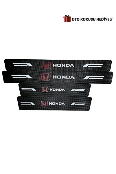 Autowise Honda Logolu Karbon Kapı Eşiği Koruyucu Bant Folyo 4'lü Set