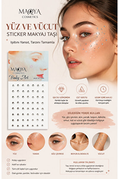 MAQYA Cosmetics Yüz ve Vücut Sticker Oval Makyaj Taşı