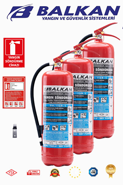 BALKAN YANGIN VE GÜVENLİK SİSTEMLERİ 6 kg tozlu yangın söndürme cihazı +levha...