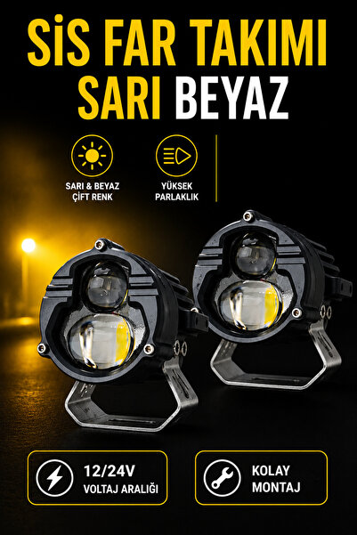 C9 E-Mark Onaylı Laser Sarı Beyaz Uzun Kısa Özellikli Motosiklet Sis Farı