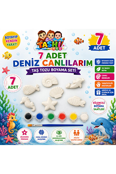 TASHI ART TASHI Deniz Canlıları Taş Tozu Boyama Seti- Çocuklar İçin Eğitici A...