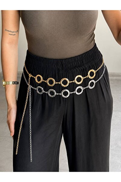 LİA KEMER Halka Gold Chain Accessory for Jacket, Dress, Pants, Evening Dress,...