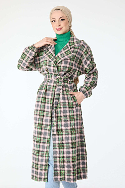 TOFİSA Belted Cashmere Coat - 27736-Pudra