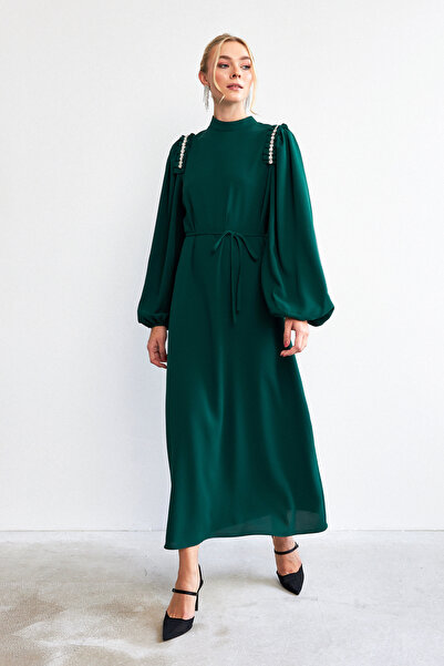 VAVİNOR Nova Shoulder Detail Dress - Emerald