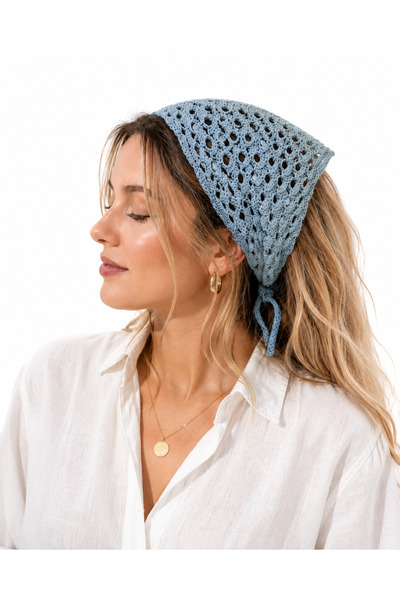 NEHOLİA Hand Knitted Triangle Hair Bandana Bohemian Style Adjustable Tie-Up S...