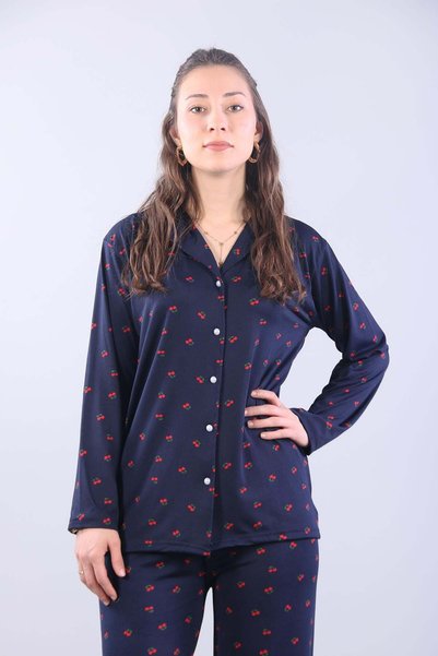 Mckanzie 3306 Milan Soft Shirt Collar Long Sleeve Long Bottom Pajama Set
