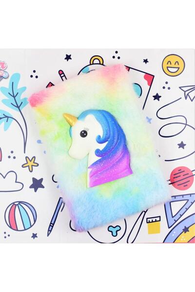 gifttime Caiet de pluș Squishyli cu unicorn curcubeu colorat