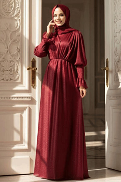 Neva Style فستان سهرة تيسيت بوردو اللامع 5367BR
