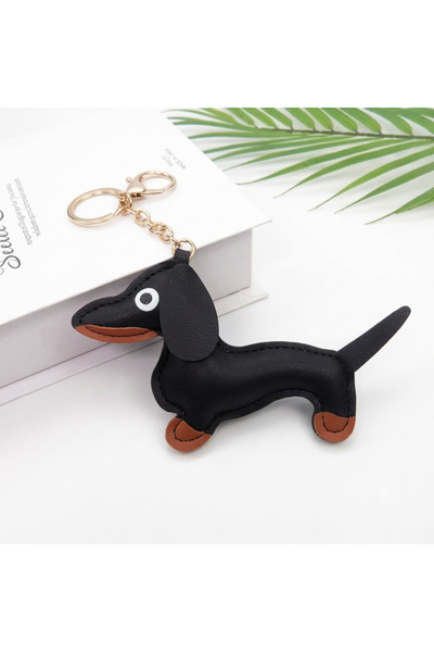 SİYAH KAHVERENGİ ÇİZGİ FİLM DACHSHUND KÖPEK BÜYÜSÜ ÇANTA CHARMI