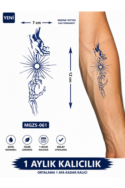 medink tattoo 1 Ay Kalıcı 24 Saat Sonra Kararan Memento Mori Geçici Dövme Tat...