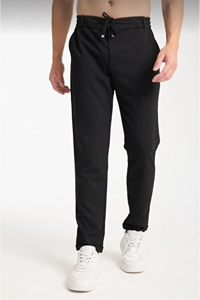 Jakko Premium Erkek Pantolon Bel Lastikli Likralı Paça Katlamalı Jogger Stil