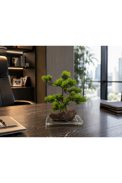 Decoroon El Yapımı Bonsai Dekor | Gerçek Ağaç Gövdesi & Şoklanmış Yosunlu Epo...