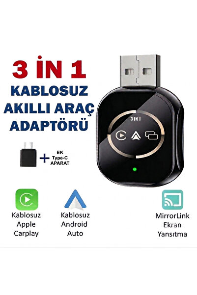 RADOON Yeni Tasarım Mini Kablosuz Carplay Usb ve Type-c Uyumlu Araç Multimedy...