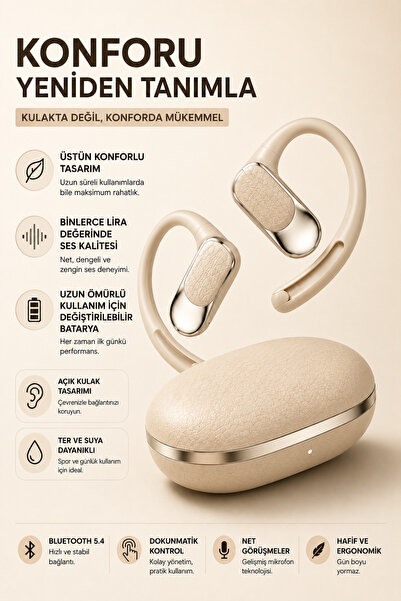 Ayers Premium Yapay Zeka Destekli Açık Kulak Clip-On Kulaklık, ChatGPT & Deep...