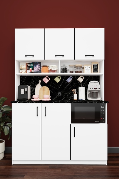 asratrend Modern Kahve Köşesi Dolabı %100 MDF Çok Amaçlı Erzak Depolama Dolab...