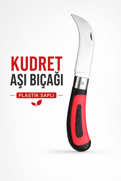 Badem10 Kudret Aşı Bıçağı Plastik Saplı 21 cm Bahçe Budama Aşılama Çakı Fidan...