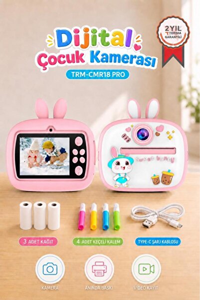 Torima Dijital Fotoğraf Makinesi Çocuk Termal Resim Kağıt Baskılı Yazıcı Kame...
