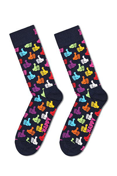 Derimod Happy Socks Дамски тъмносини десенирани памучни чорапи THU01-6550