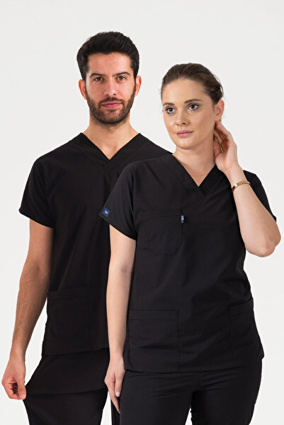 DRCLASS Einzelne schwarze Lycra-Unisex-Uniform für medizinisches Personal und...