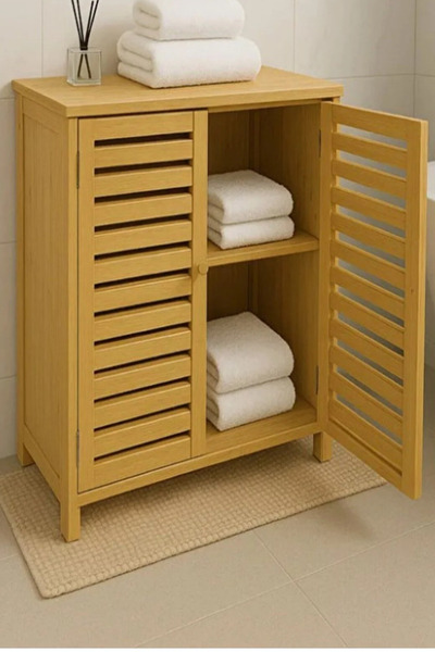 Begin Power Bambu Kapaklı Banyo Balkon Bahçe Mutfak Salon Dolabı Havlu Dolabı...