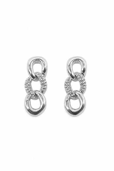 DEMOKAN Women's Earrings Classic Chain Zircon Stone Detail 3cm Earrings