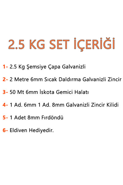 SomayStore Çantalı Tekne & Şişme Bot İçin Hazır Çapa Seti 2.5 KG (Eldiven hediyeli)