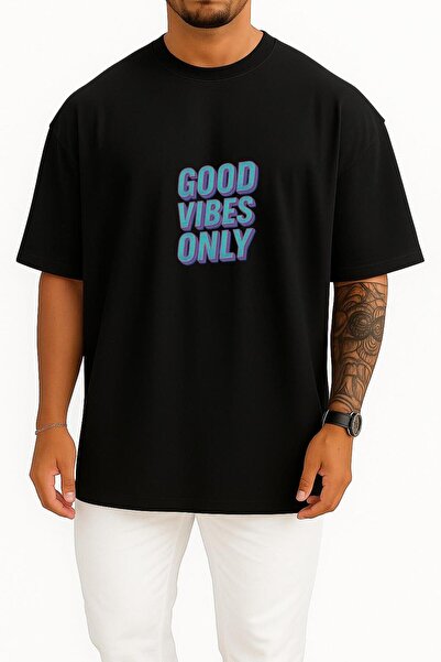 Bahriyeli Collection تي شيرت للجنسين بتصميم Good Vibes Only على الصدر