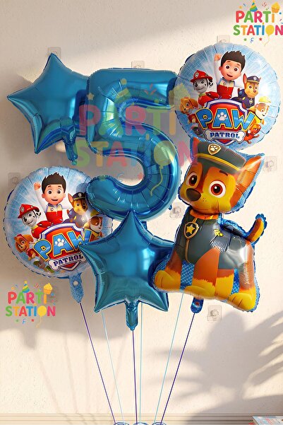 Parti Station Paw Petrol Paw Patrol Polis Köpek Chase 5 Yaş Balon Konsept Doğ...