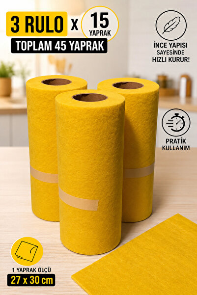 VENON 3 Rolls | |   15 X 3: 45 Sheets | | |   Softex Yellow Roll Cleaning Clo...