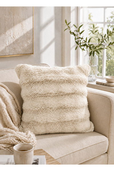 Bella Home 45x45 Tavşan Tüyü Kırlent Kılıfı | 2’li Set | Yumuşak Dokulu | Dek...