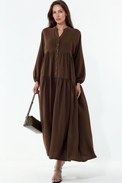 Hiccup Bdart V-Neck Buttoned Relaxed Fit Maxi Dress