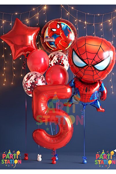 Parti Station Örümcek Adam Konsept 5 Yaş Balon Set Örümcek Adam Konsept Doğum...