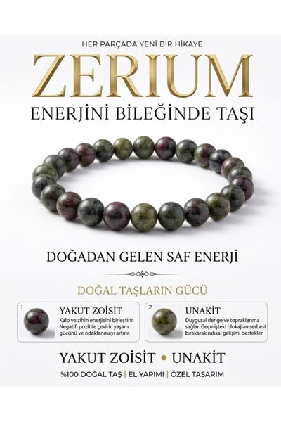 ZERİUM سوار زويزيت الأصلي من الحجر الطبيعي - حجر الشفاء الأخضر الذي يزيل الطا...