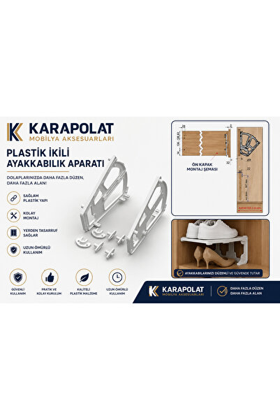 KARAPOLAT Plastik Ayakkabılık Aparatı 2'li Set Beyaz Ayakkabılık Bağlantı Apa...