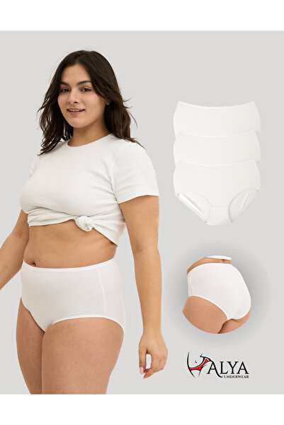 ALYA UNDERWEAR Γυναικεία σώβρακα Battal - 3 τμχ Λευκό (5XL, 6XL, 7XL)