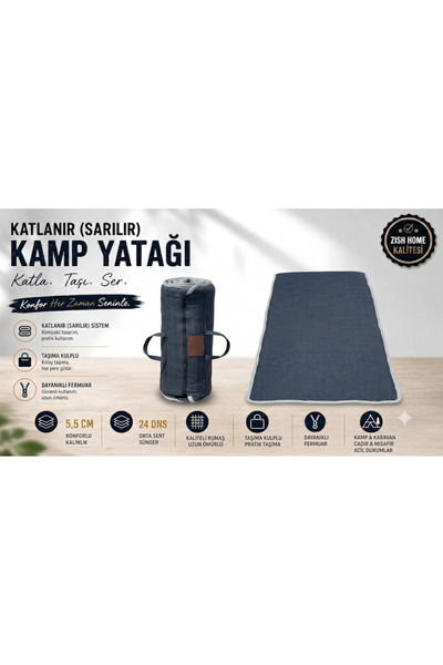 zishtekstil Flexi Katlanır Kamp Yatağı | 5 cm 24 DNS Ortopedik Sünger Yatak |...