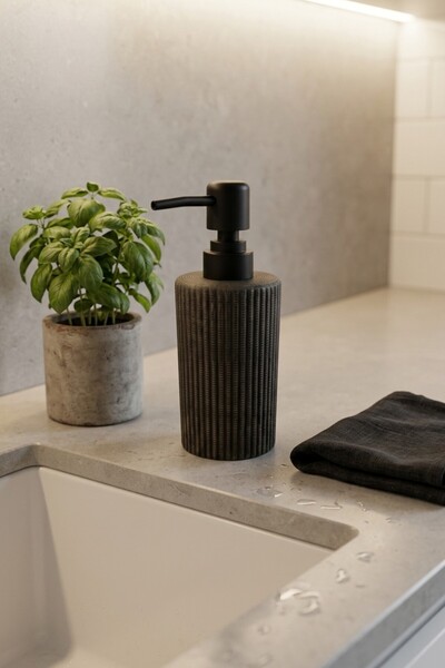 MAKRİ HOME 300 ml Ceramic Lenora Liquid Soap Dispenser, 7 cm Diameter, 18 cm ...