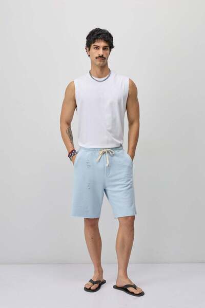 VAMOSCLO Lace-up loose fit shorts blue