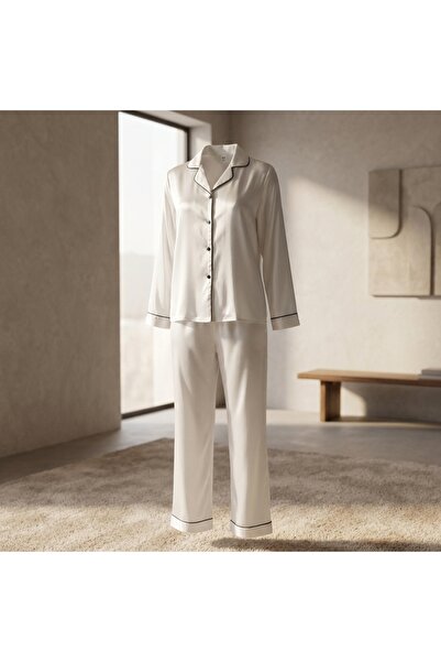 Lady Lingerie Luxury Satin Silk Pyjamas Set - 2 Pieces |   Long Sleeve Shirt ...