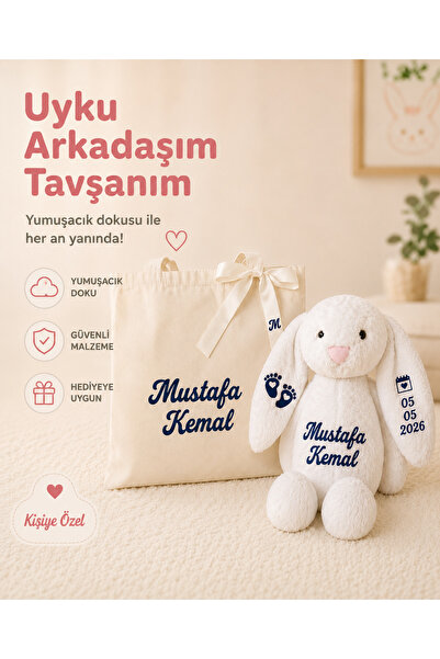 atölyemix tavşan uyku arkadaşım peluş & taşıma ham bez çantası ile birlikte, ...