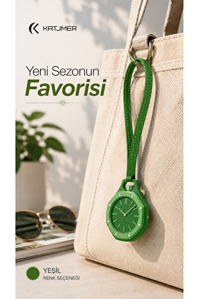 KATJMER Boyol Pop Çanta Charm Saat Askılı Analog Saat Sekizgen Tasarım Unisex...
