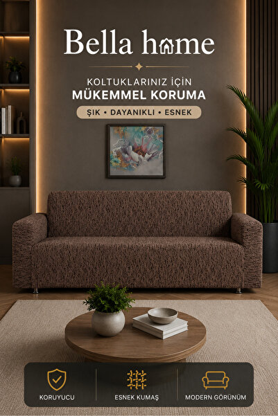 Bella Home غطاء أريكة مطاطي من ألتينكوزا (3+3+1+1) - قماش قابل للتمدد - مطاطي...