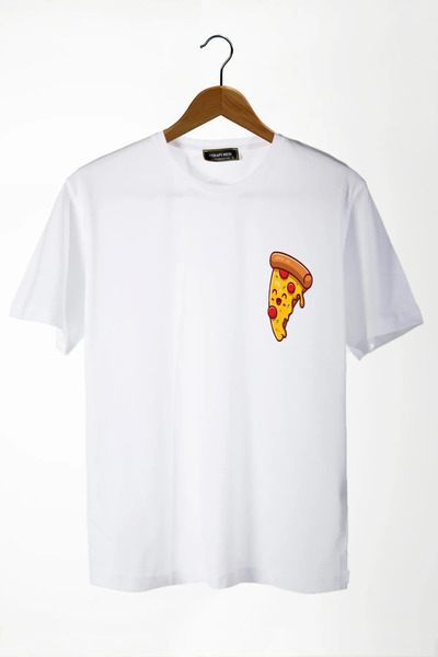 Pink Sky Tricou supradimensionat din bumbac, unisex, cu felie de pizza, impri...